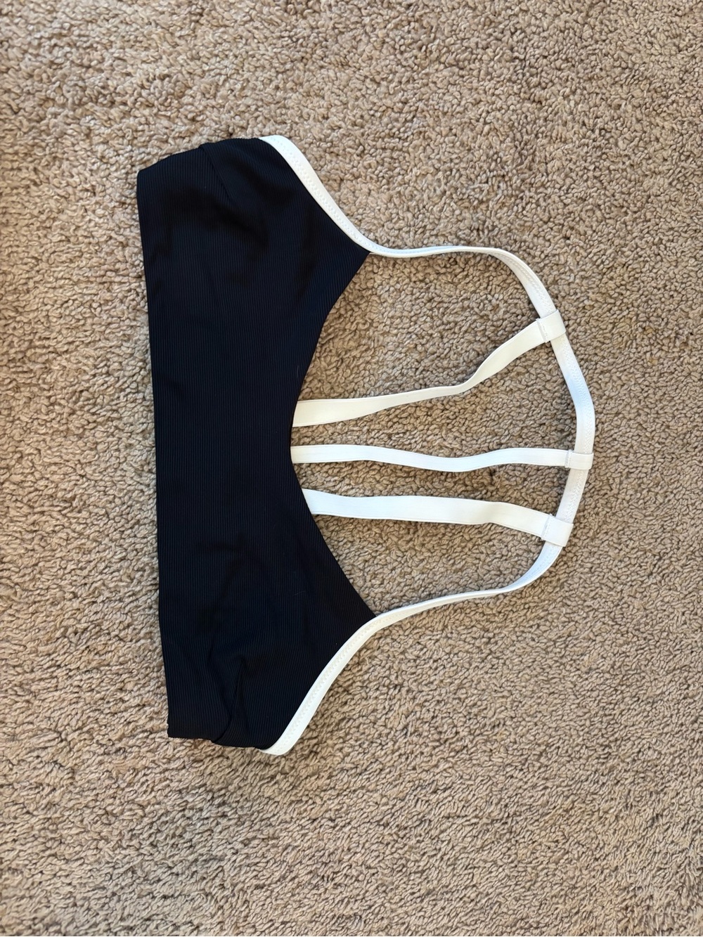 Athleta Black Sports Bra with White Strappy Back